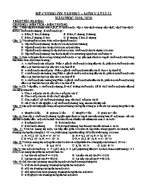 Đề cương ôn tập học kỳ I môn Vật lí Lớp 11 - Năm học 2019-2020